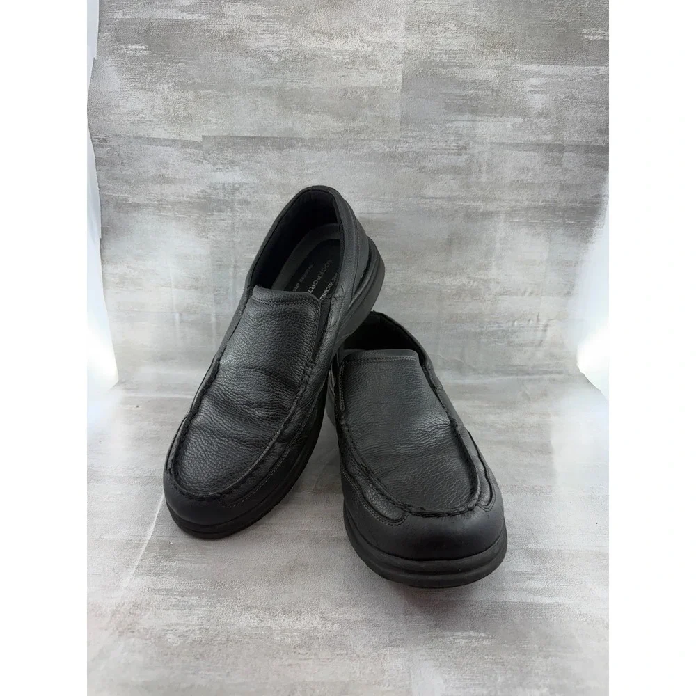 Rockport Men Black Leather Slip On Loafers CG8965 Moc Toe Shoes Size 12W